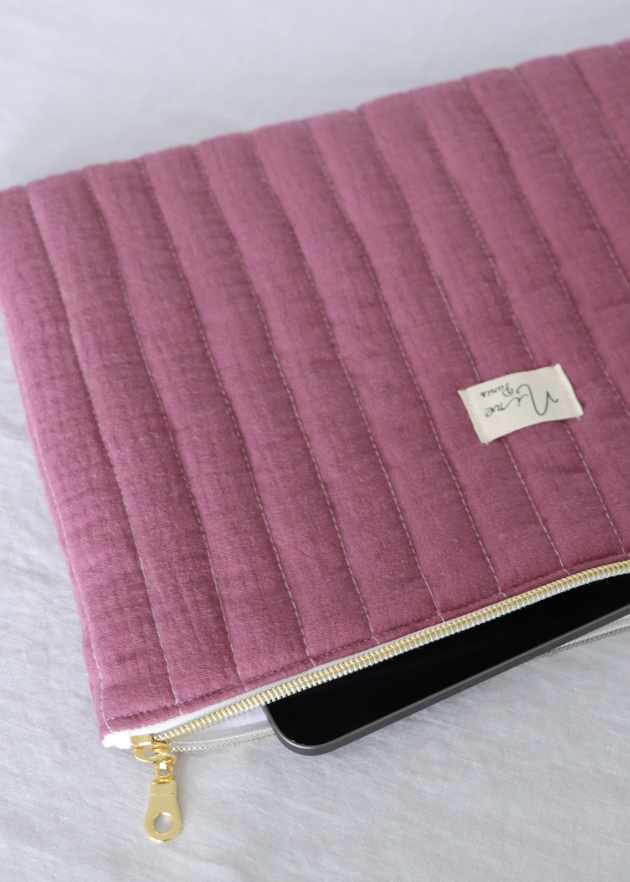 Pochette ordinateur - Gaze de Coton Uni