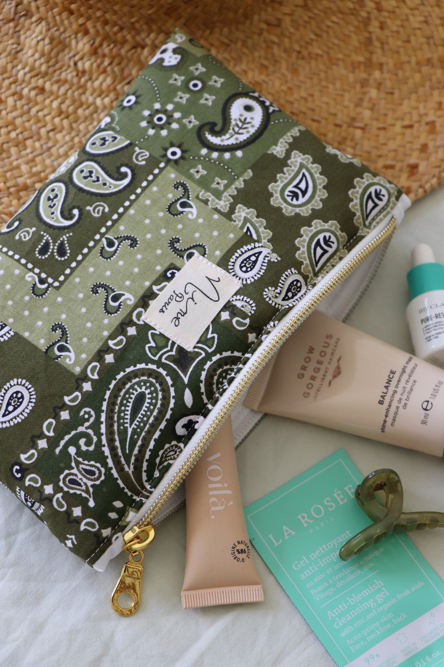 Pochette - motif bandana vert