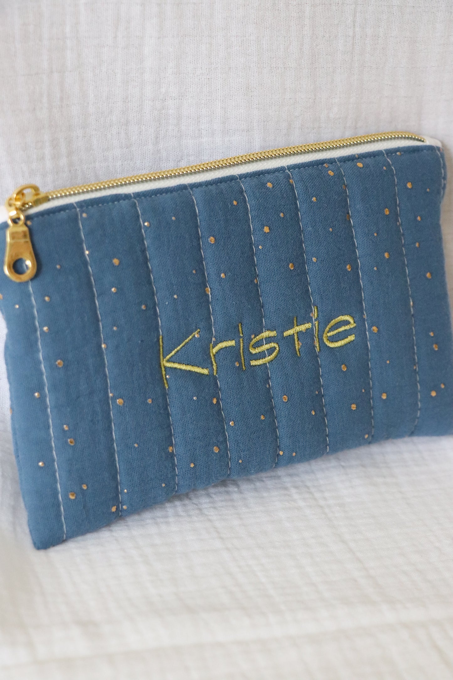 Pochette - Gaze de Coton à Pois Doré