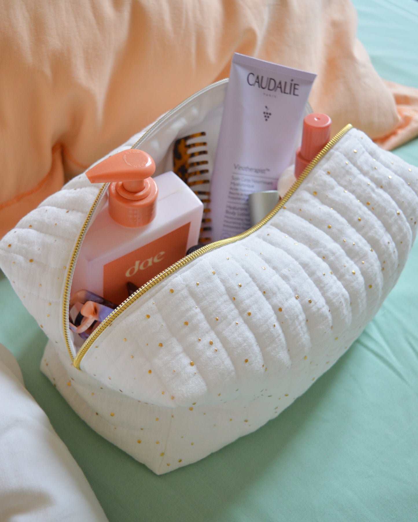 Trousse - Gaze de coton à Pois Doré