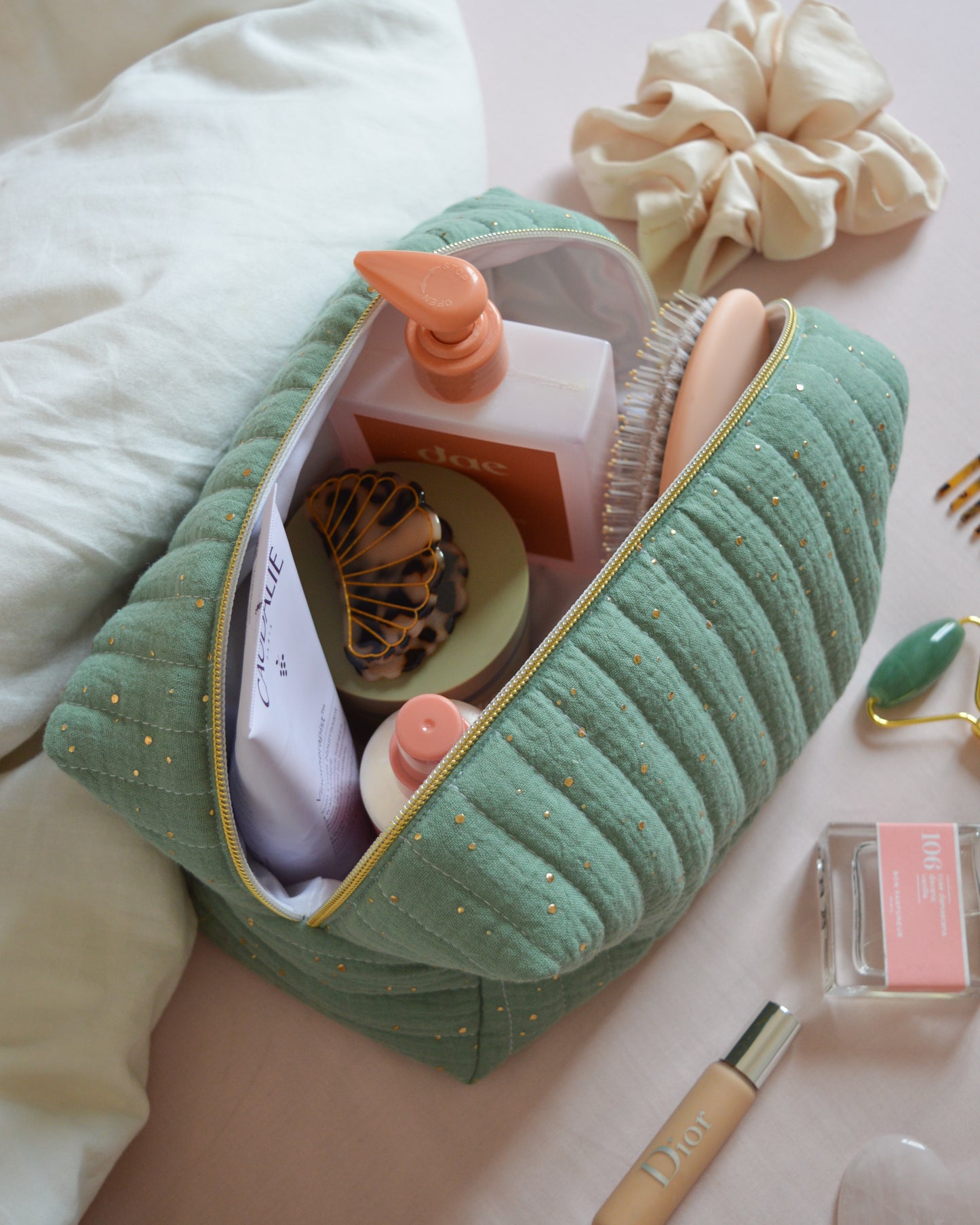 Trousse - Gaze de coton à Pois Doré