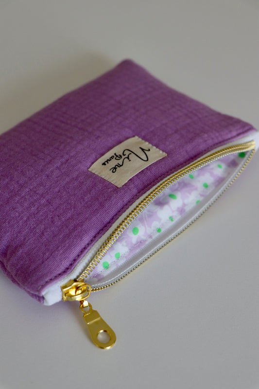 Porte-monnaie gaze de coton violet