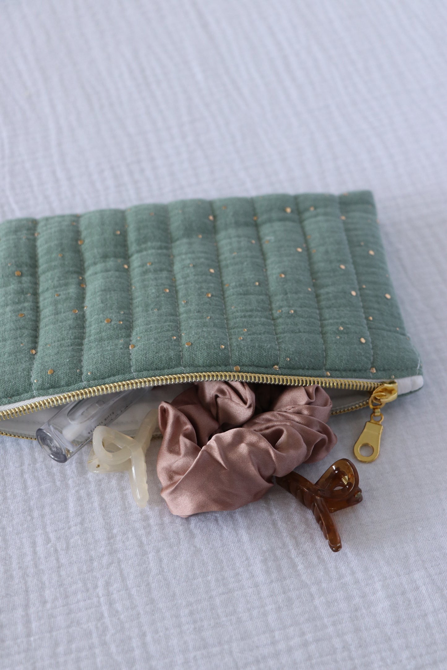 Pochette - Gaze de Coton à Pois Doré