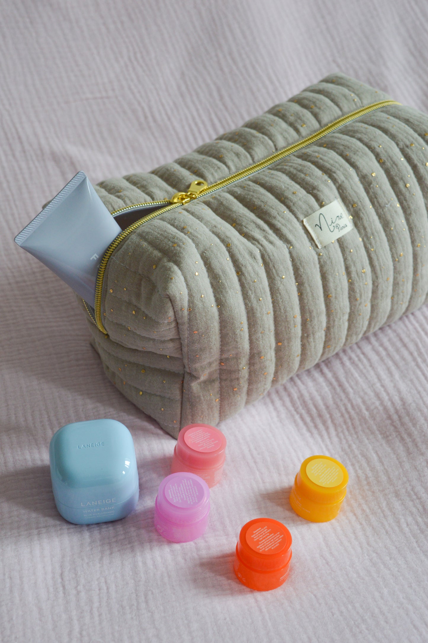 Trousse - Gaze de coton à Pois Doré