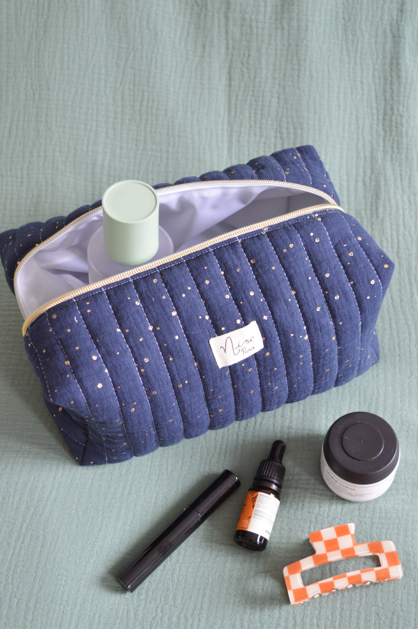 Trousse - Gaze de coton à Pois Doré