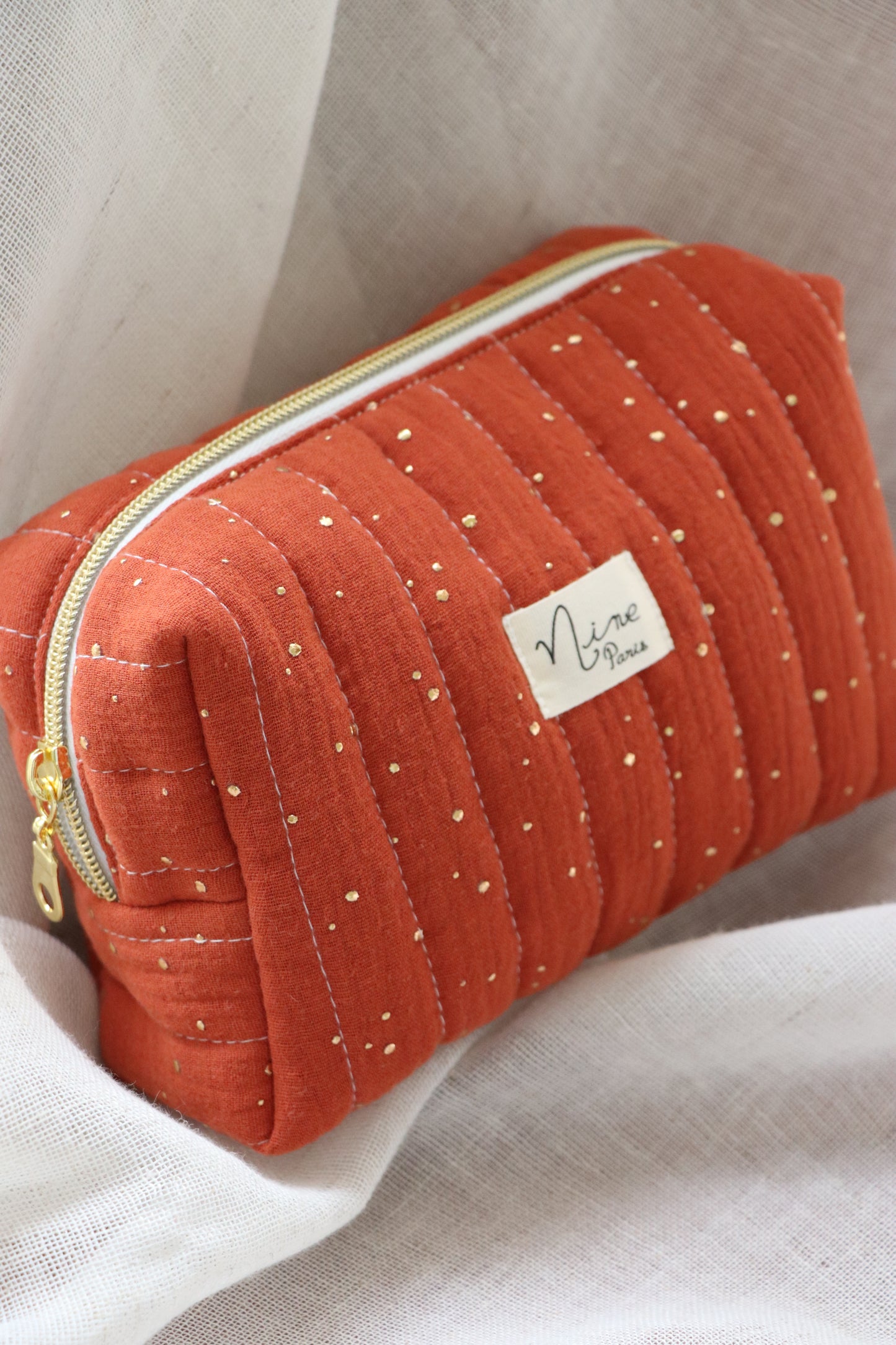 Trousse - Gaze de coton à Pois Doré