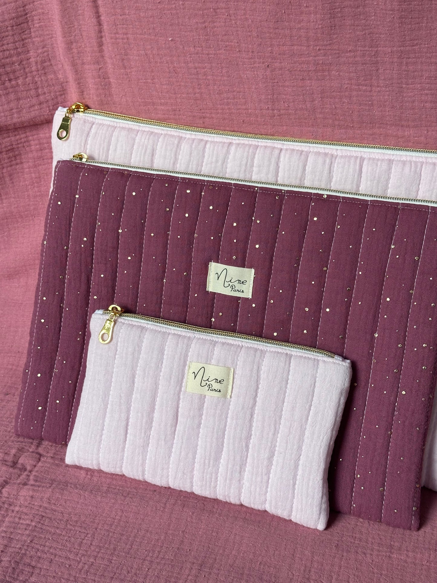 Pochette - Gaze de Coton à Pois Doré