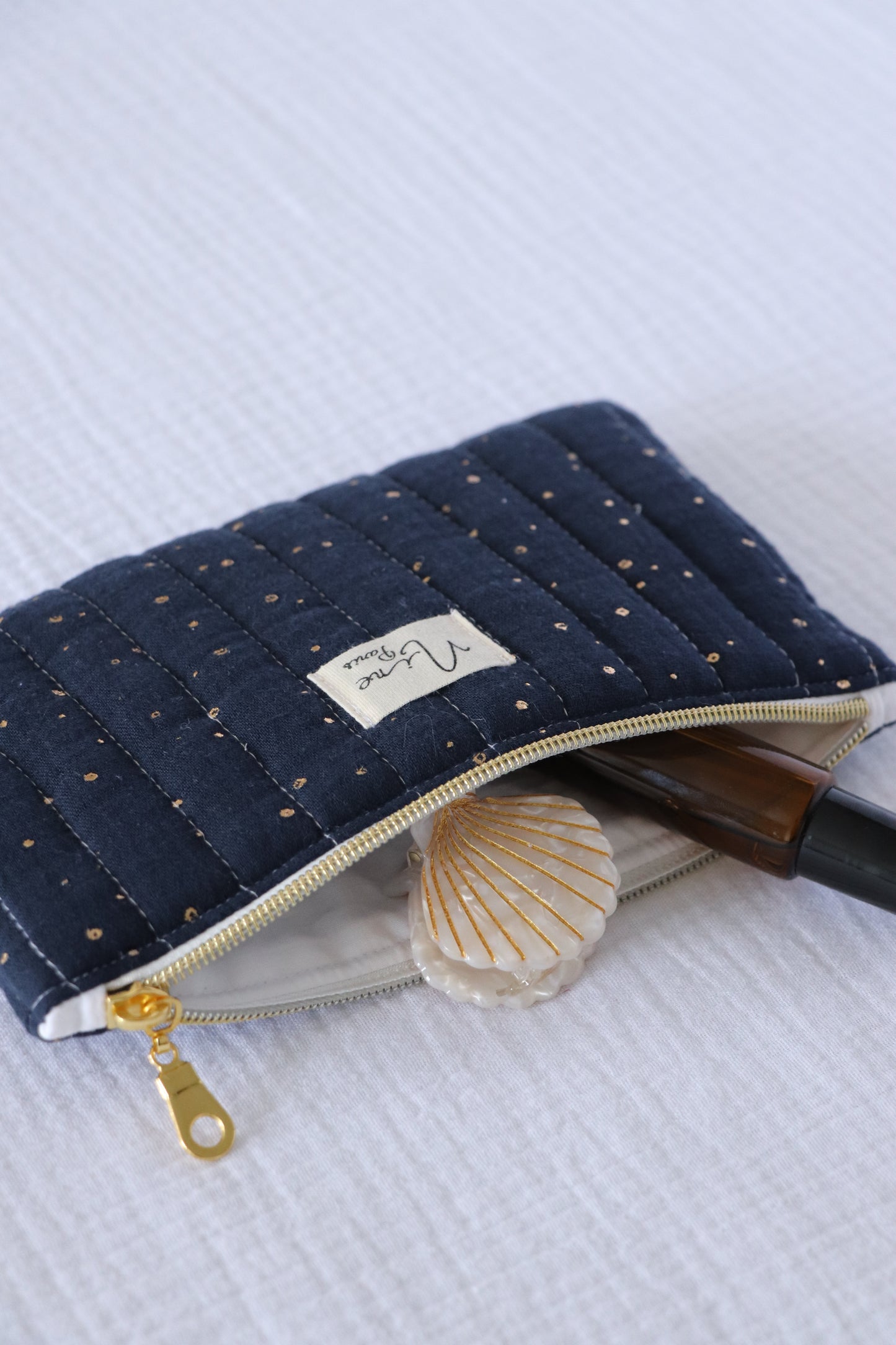 Pochette - Gaze de Coton à Pois Doré
