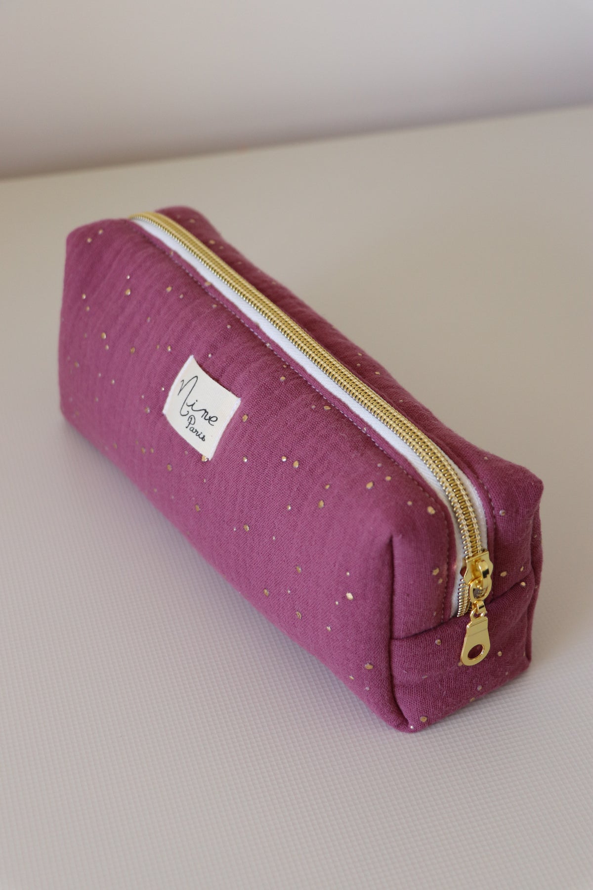 Trousse scolaire - Gaze de coton à Pois doré