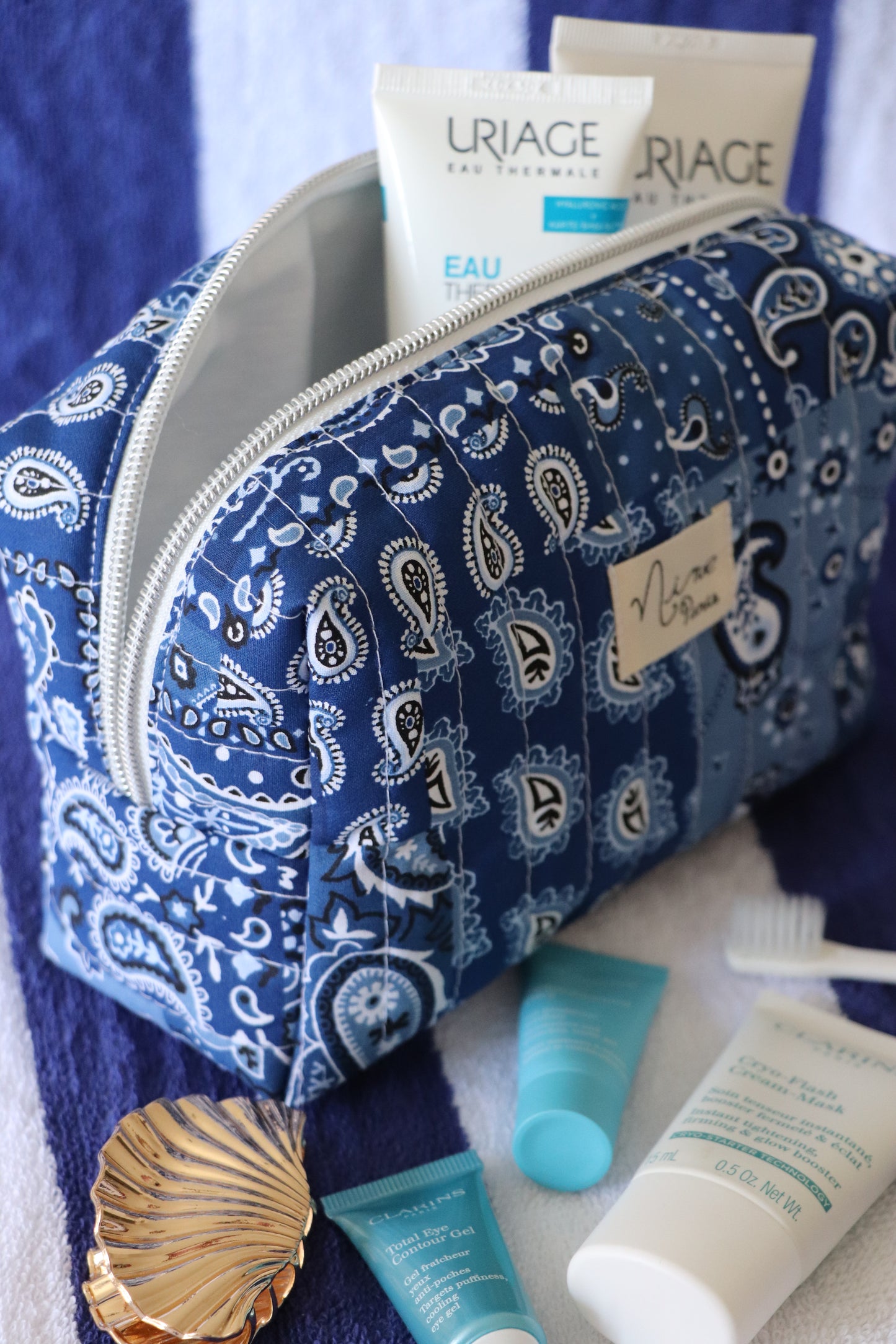 Trousse - motif bandana bleu