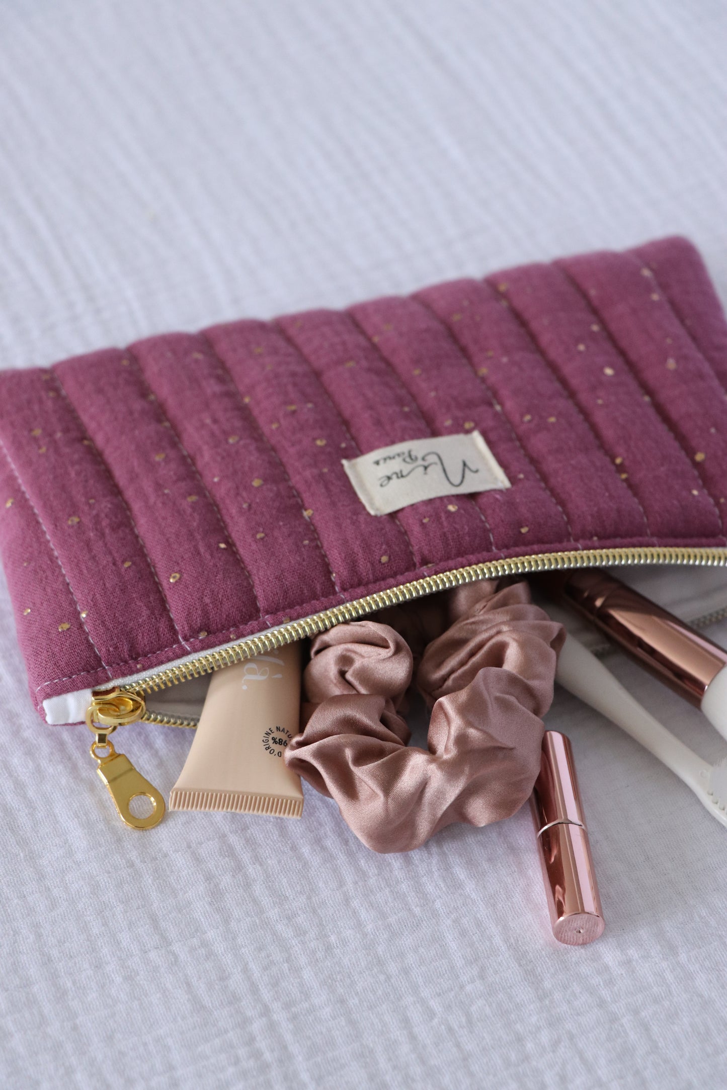Pochette - Gaze de Coton à Pois Doré