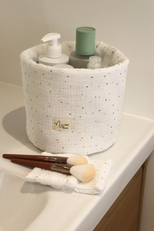Panier de rangement - Gaze de coton à Pois Doré