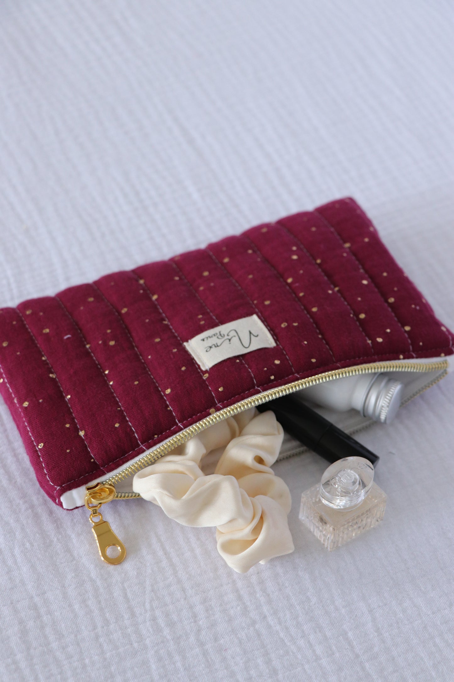 Pochette - Gaze de Coton à Pois Doré