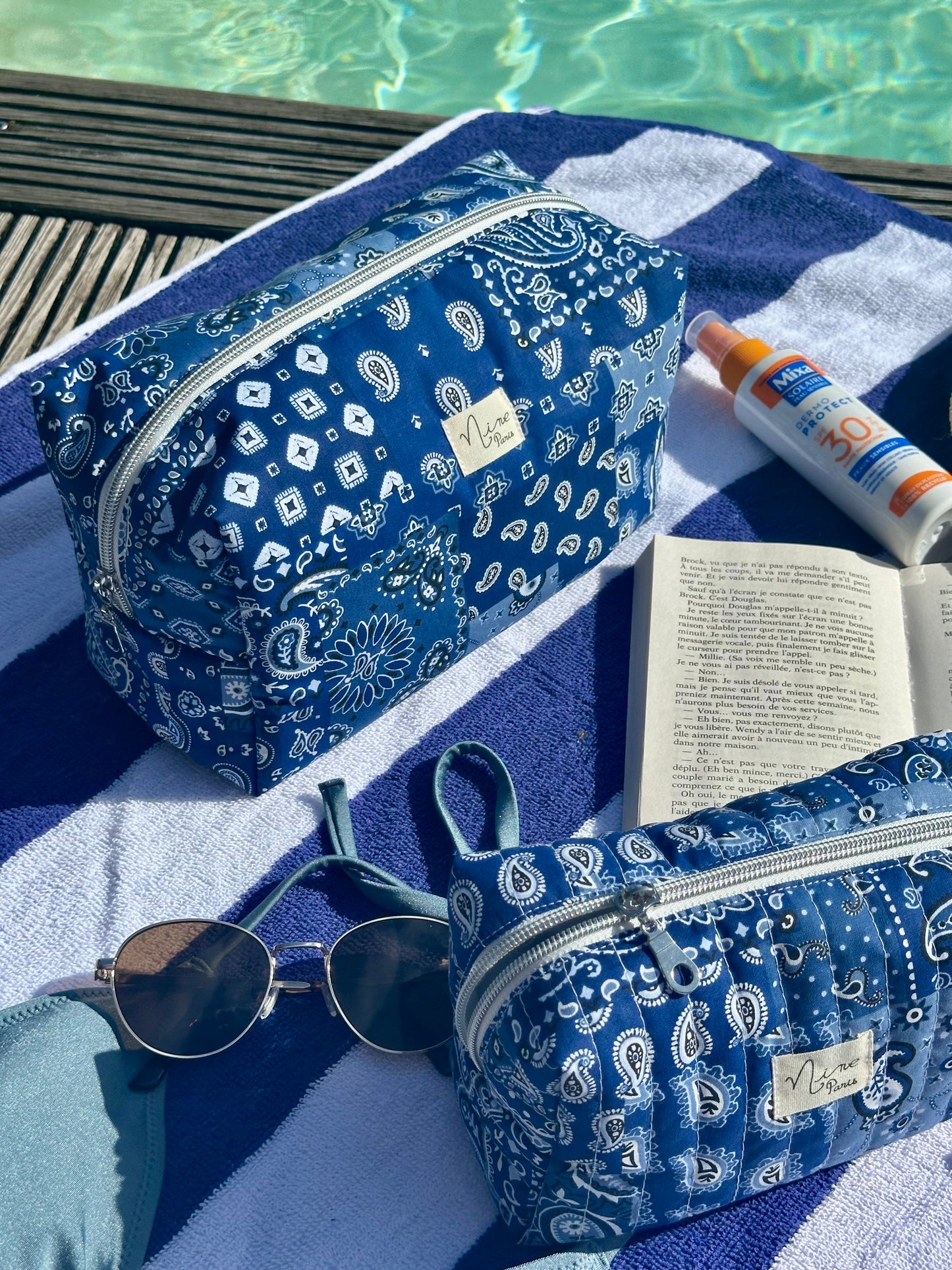 Trousse - motif bandana bleu