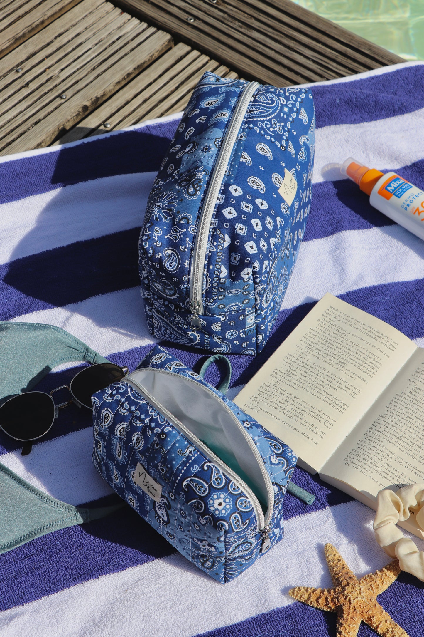 Trousse - motif bandana bleu