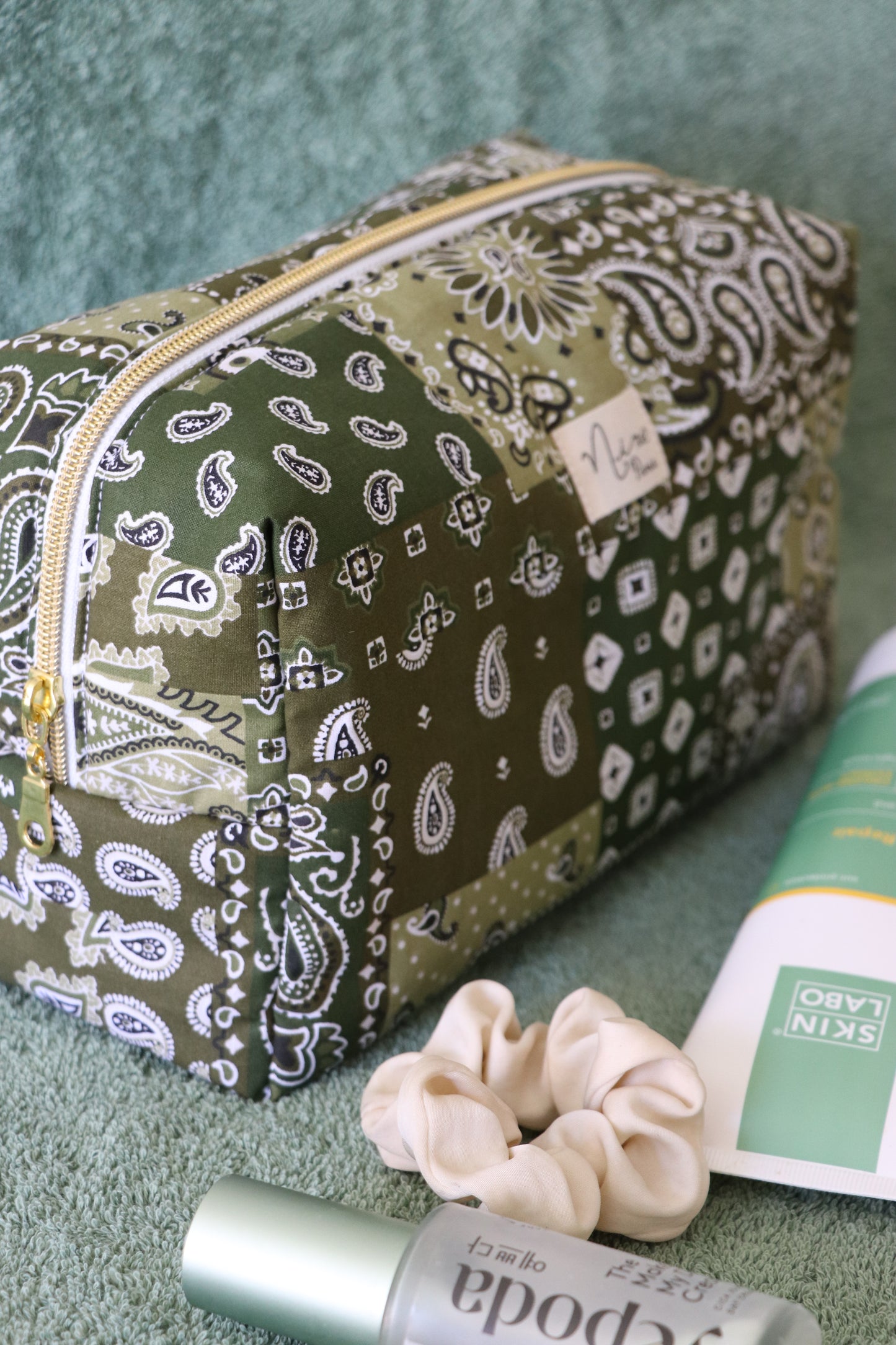 Trousse - motif bandana vert