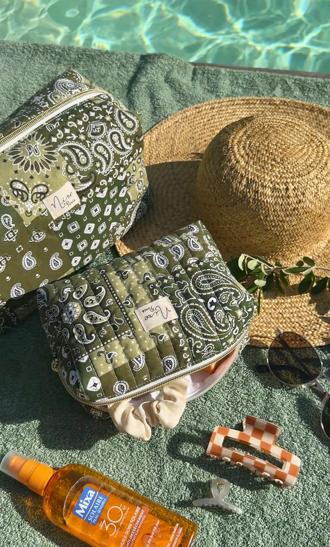 Trousse - motif bandana vert