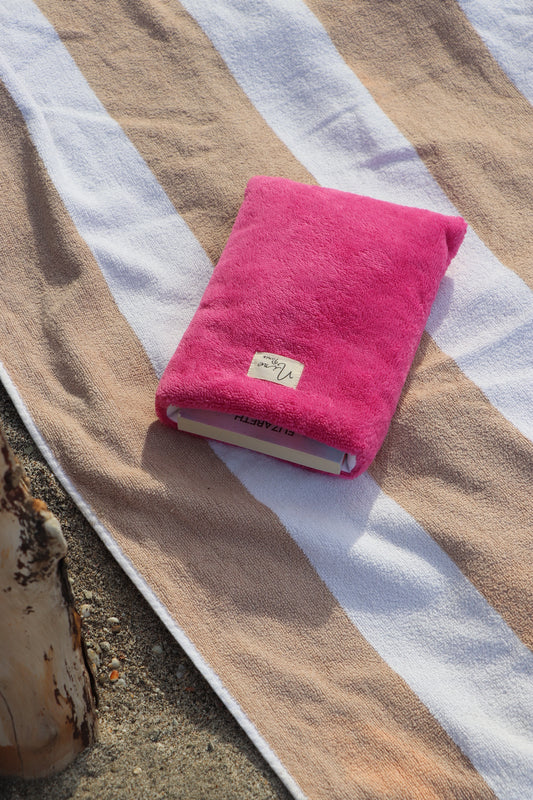 Housse de livre de poche en tissus éponge Fushia
