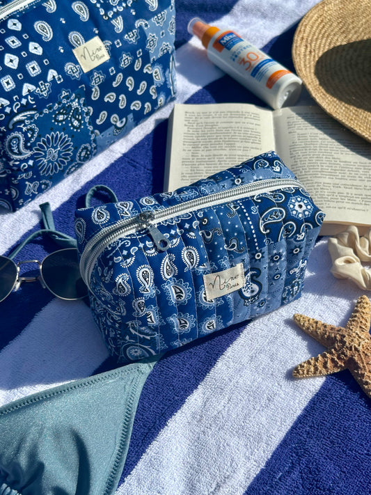 Trousse - motif bandana bleu
