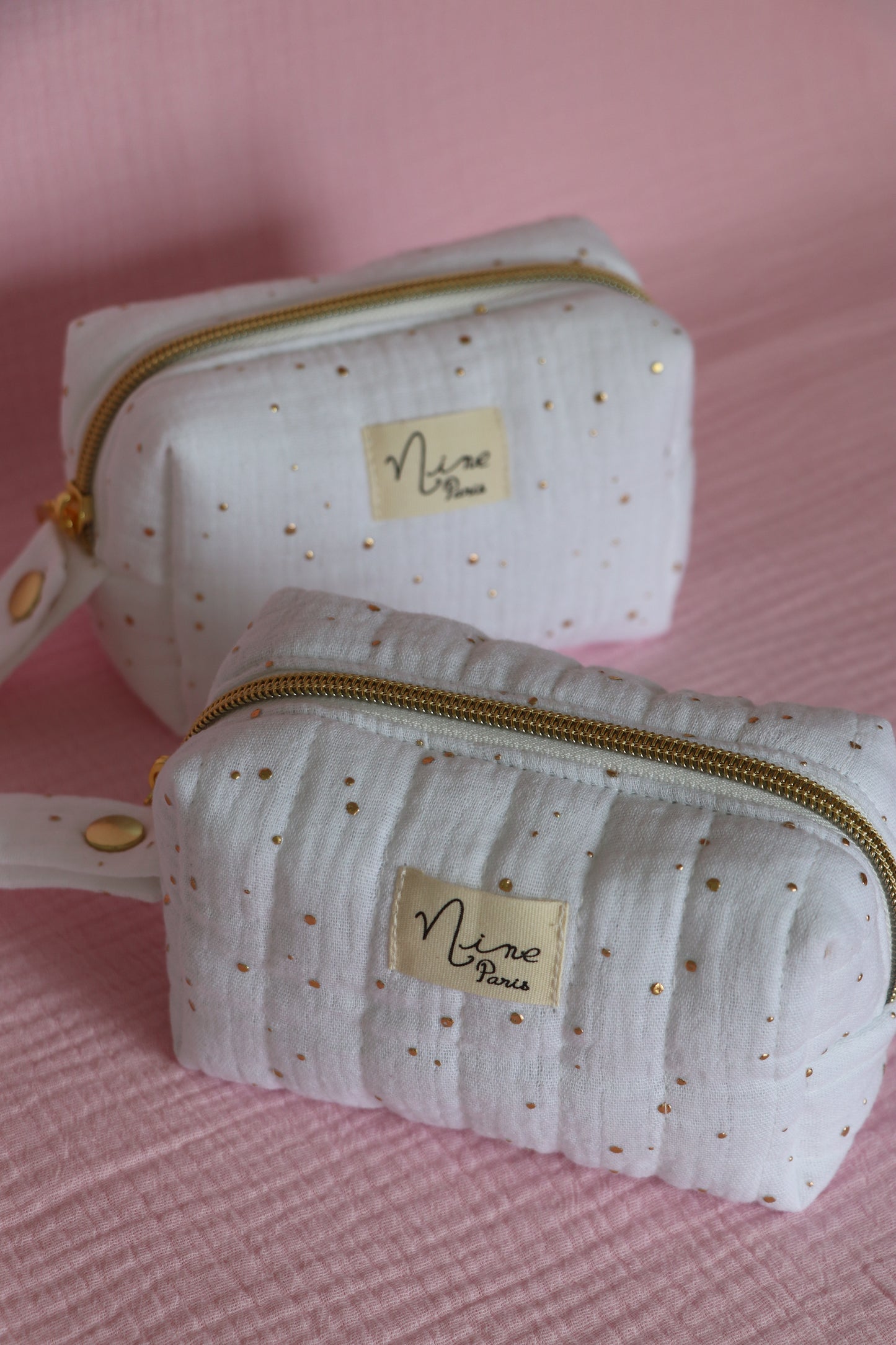 Trousse - Gaze de coton à Pois Doré